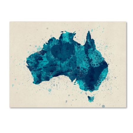 Michael Tompsett 'Australia Paint Splashes Map 2' Canvas Art,14x19